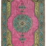 Oyma Pembe Pamuk Üzerine Yün El Dokuma Kilim-218x340