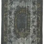 Oyma Gri Pamuk Üzerine Yün El Dokuma Kilim-128x220