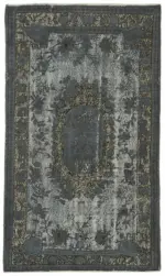 Oyma Gri Pamuk Üzerine Yün El Dokuma Kilim-128x220