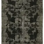 Oyma Siyah Pamuk Üzerine Yün El Dokuma Kilim-115x198