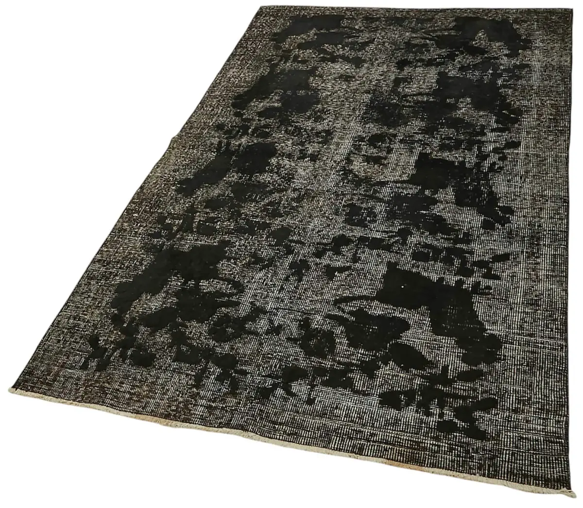 Oyma Siyah Pamuk Üzerine Yün El Dokuma Kilim-115x198 - Görsel 3