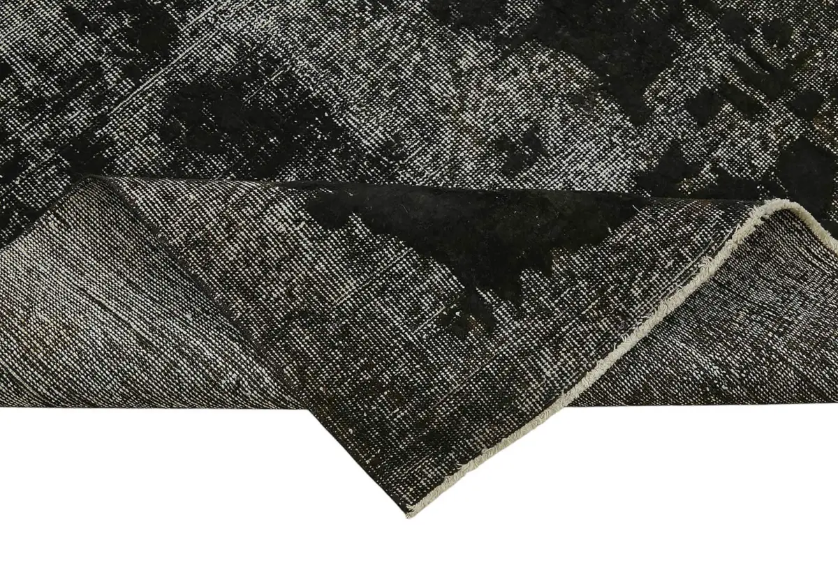 Oyma Siyah Pamuk Üzerine Yün El Dokuma Kilim-115x198 - Görsel 6