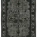 Oyma Siyah Pamuk Üzerine Yün El Dokuma Kilim-117x206
