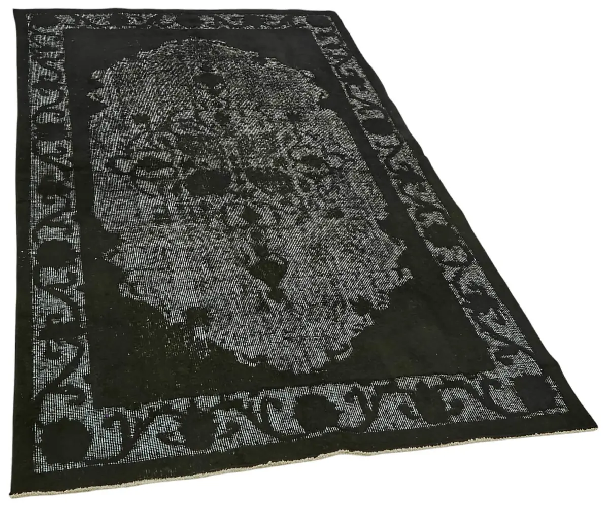 Oyma Siyah Pamuk Üzerine Yün El Dokuma Kilim-117x206 - Görsel 2