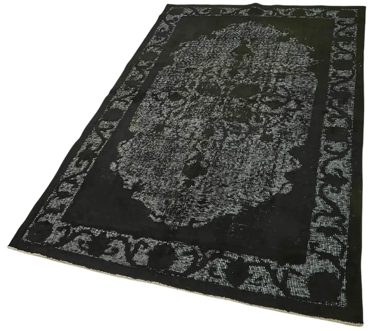 Oyma Siyah Pamuk Üzerine Yün El Dokuma Kilim-117x206 - Görsel 3