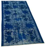 Oyma Mavi Pamuk Üzerine Yün El Dokuma Kilim-084x181 - Görsel 2