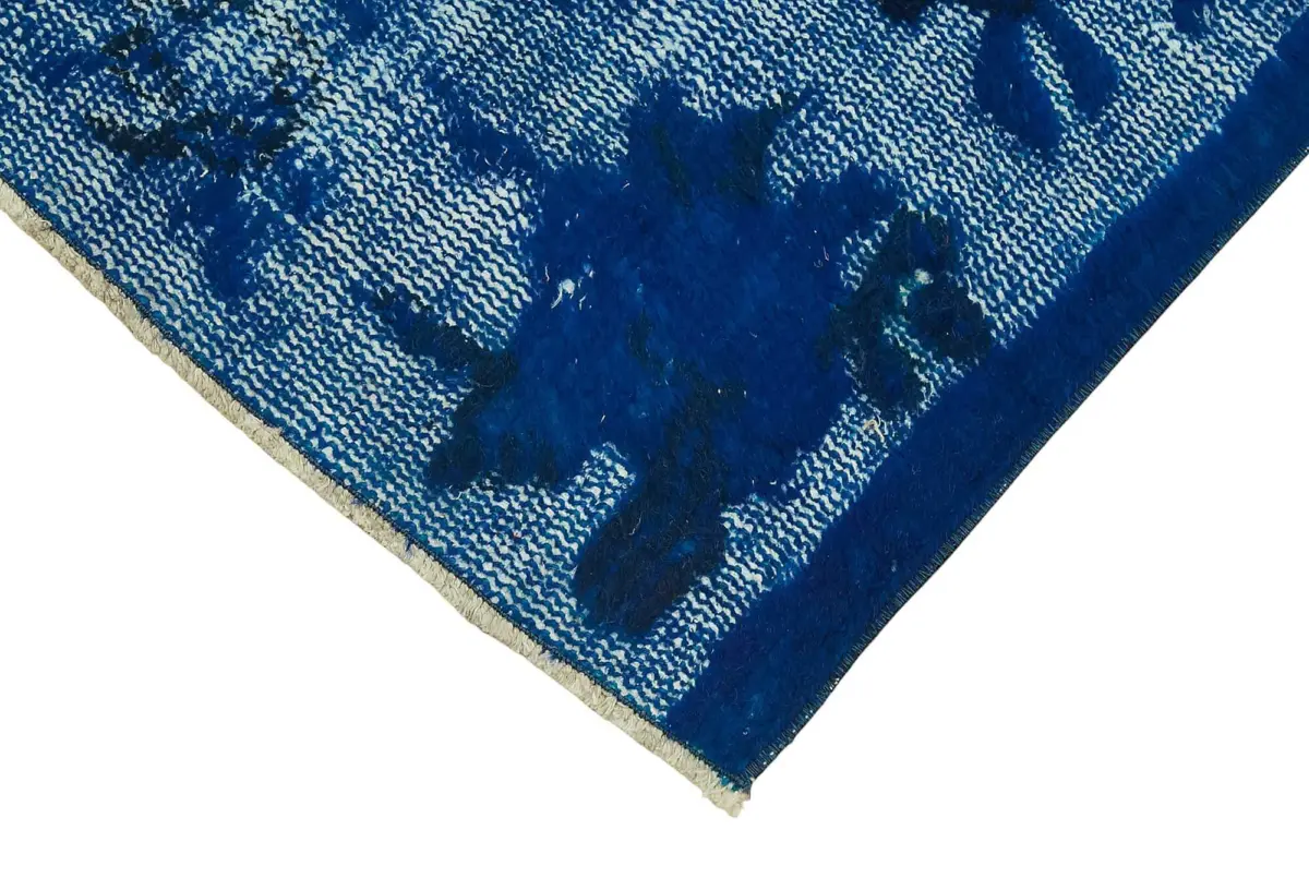 Oyma Mavi Pamuk Üzerine Yün El Dokuma Kilim-084x181 - Görsel 4