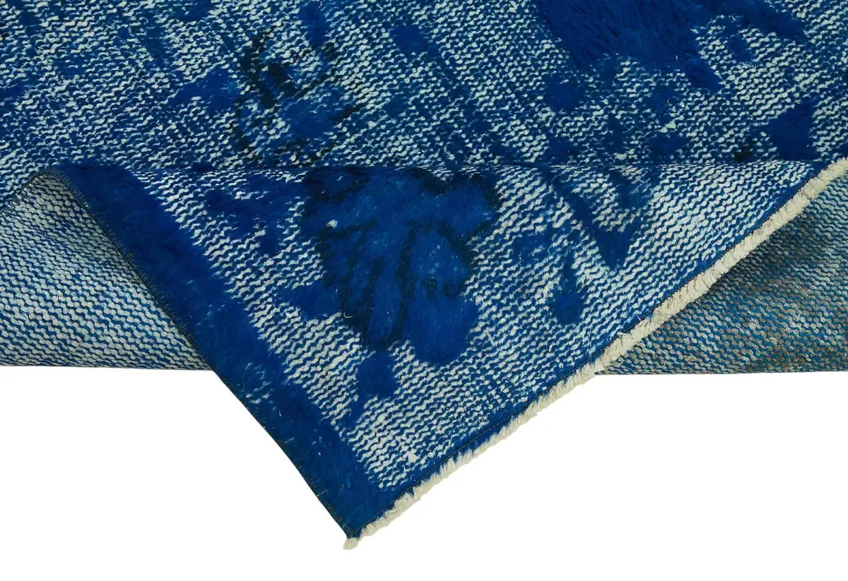 Oyma Mavi Pamuk Üzerine Yün El Dokuma Kilim-084x181 - Görsel 6