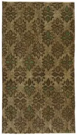 Oyma Kahverengi Pamuk Üzerine Yün El Dokuma Kilim-108x203