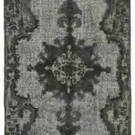 Oyma Gri Pamuk Üzerine Yün El Dokuma Kilim-120x211