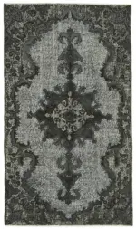 Oyma Gri Pamuk Üzerine Yün El Dokuma Kilim-120x211
