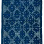 Oyma Mavi Pamuk Üzerine Yün El Dokuma Kilim-124x245