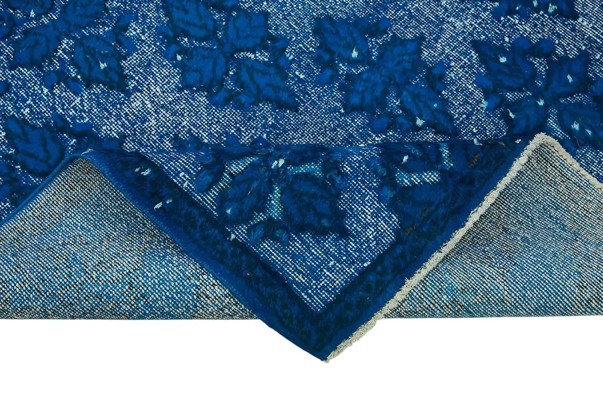 Oyma Mavi Pamuk Üzerine Yün El Dokuma Kilim-124x245 - Görsel 6