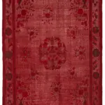 Oyma Kırmızı Pamuk Üzerine Yün El Dokuma Kilim-200x314