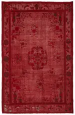 Oyma Kırmızı Pamuk Üzerine Yün El Dokuma Kilim-200x314