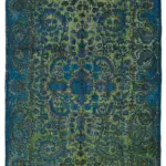 Oyma Mavi Pamuk Üzerine Yün El Dokuma Kilim-170x268