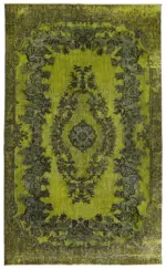 Oyma Yeşil Pamuk Üzerine Yün El Dokuma Kilim-172x286