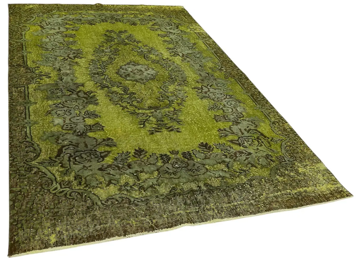 Oyma Yeşil Pamuk Üzerine Yün El Dokuma Kilim-172x286 - Görsel 2