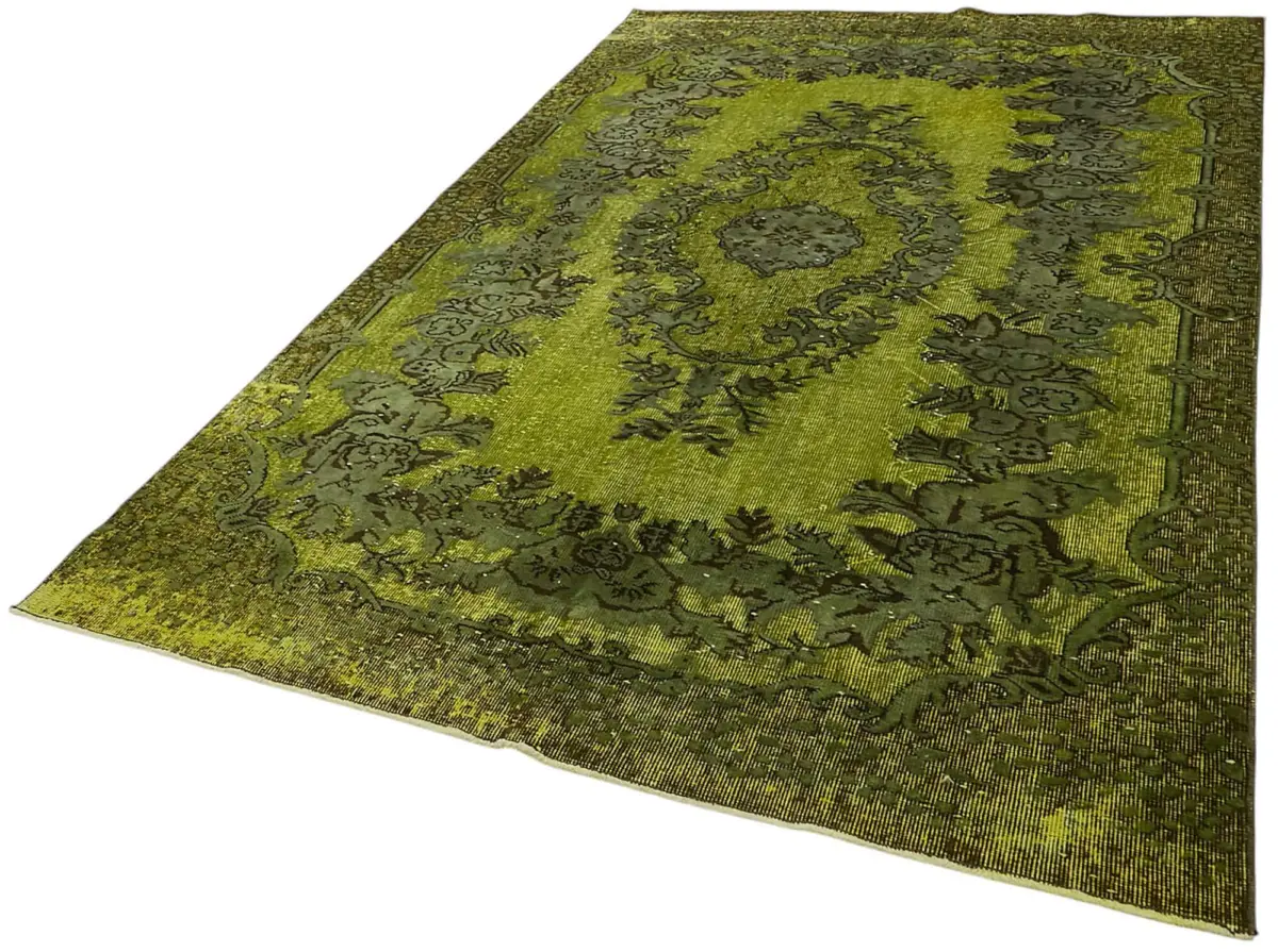 Oyma Yeşil Pamuk Üzerine Yün El Dokuma Kilim-172x286 - Görsel 3