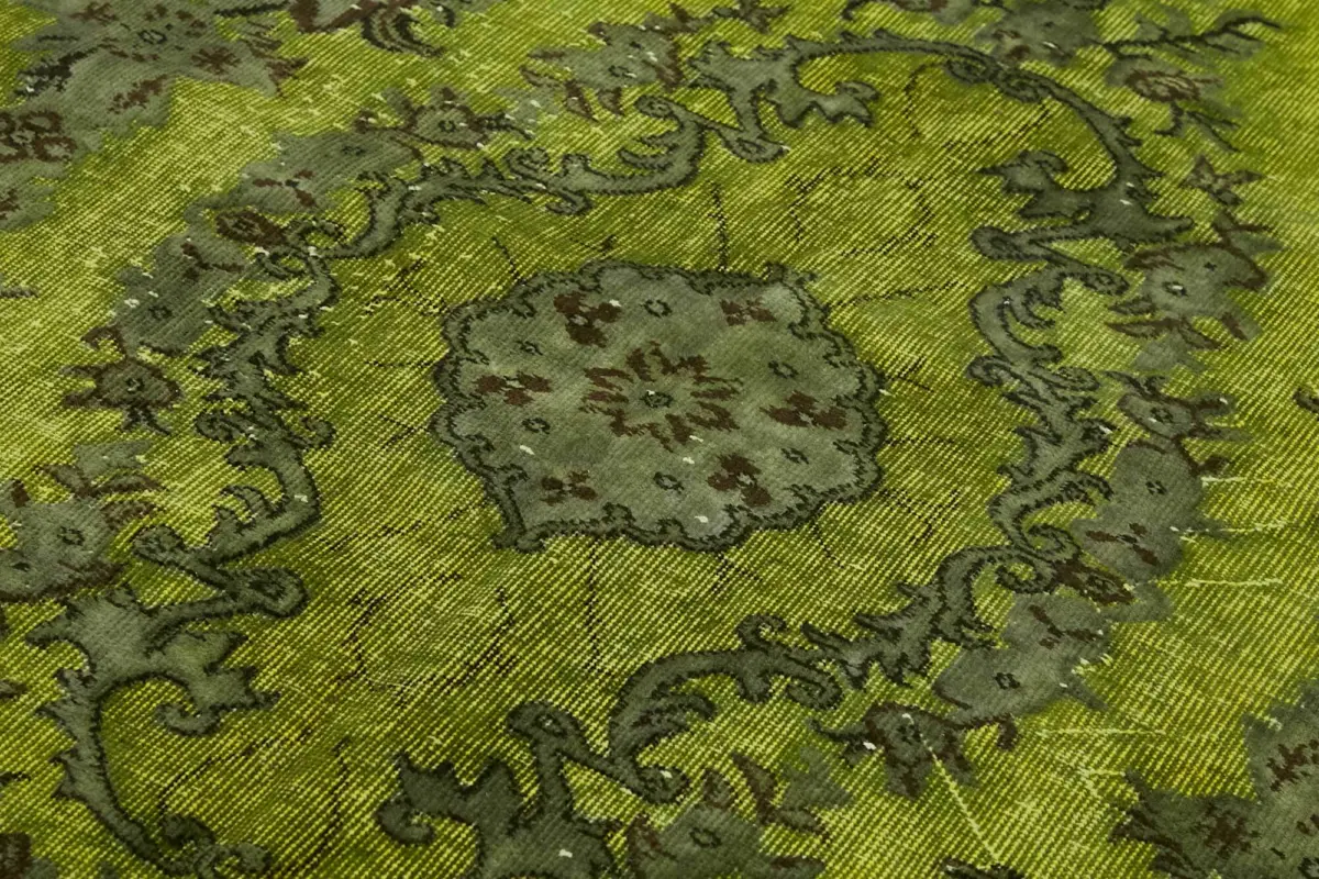 Oyma Yeşil Pamuk Üzerine Yün El Dokuma Kilim-172x286 - Görsel 5