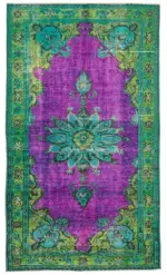 Oyma Yeşil Pamuk Üzerine Yün El Dokuma Kilim-150x256