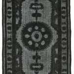 Oyma Siyah Pamuk Üzerine Yün El Dokuma Kilim-185x315