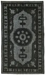 Oyma Siyah Pamuk Üzerine Yün El Dokuma Kilim-185x315