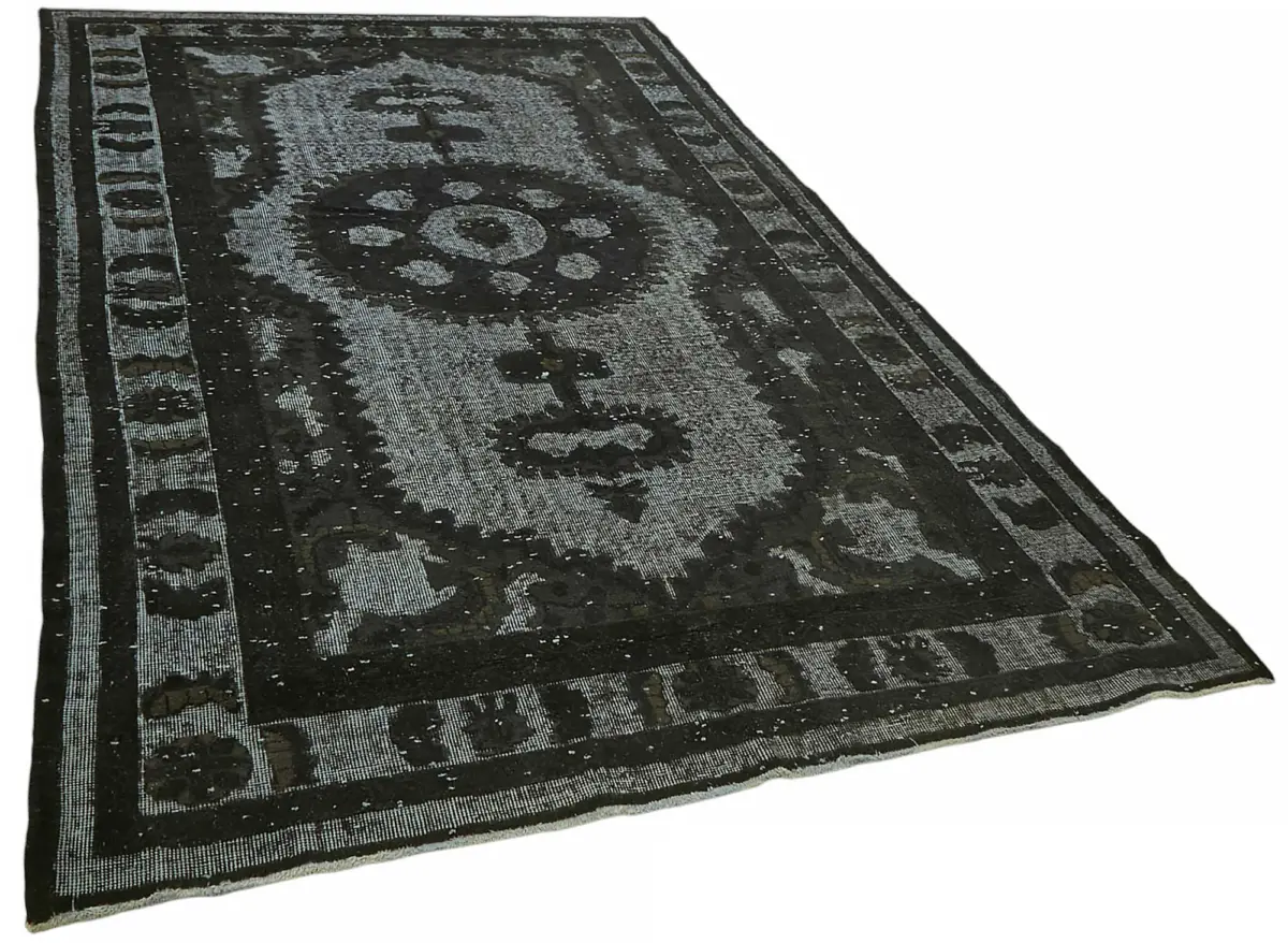 Oyma Siyah Pamuk Üzerine Yün El Dokuma Kilim-185x315 - Görsel 2