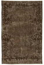 Oyma Kahverengi Pamuk Üzerine Yün El Dokuma Kilim-196x308