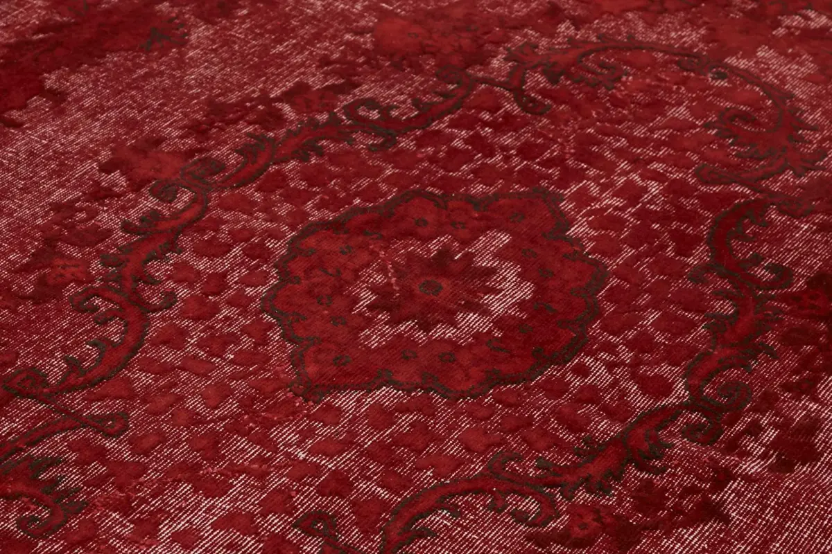 Oyma Kırmızı Pamuk Üzerine Yün El Dokuma Kilim-201x301 - Görsel 5