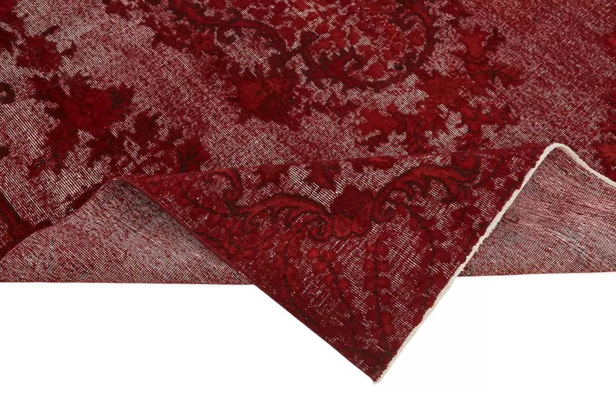 Oyma Kırmızı Pamuk Üzerine Yün El Dokuma Kilim-201x301 - Görsel 6