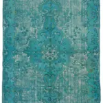 Oyma Turkuaz Pamuk Üzerine Yün El Dokuma Kilim-178x272