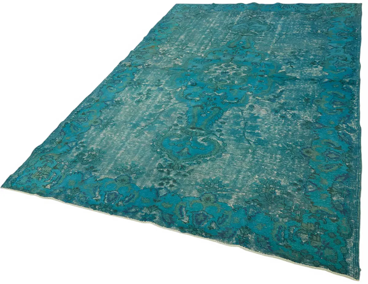 Oyma Turkuaz Pamuk Üzerine Yün El Dokuma Kilim-178x272 - Görsel 3