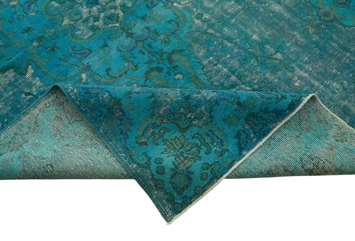 Oyma Turkuaz Pamuk Üzerine Yün El Dokuma Kilim-178x272 - Görsel 6