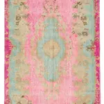 Oyma Pembe Pamuk Üzerine Yün El Dokuma Kilim-162x298