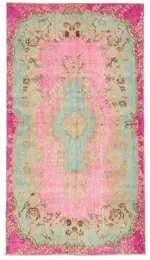 Oyma Pembe Pamuk Üzerine Yün El Dokuma Kilim-162x298