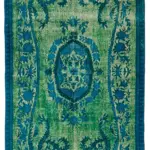 Oyma Yeşil Pamuk Üzerine Yün El Dokuma Kilim-163x271