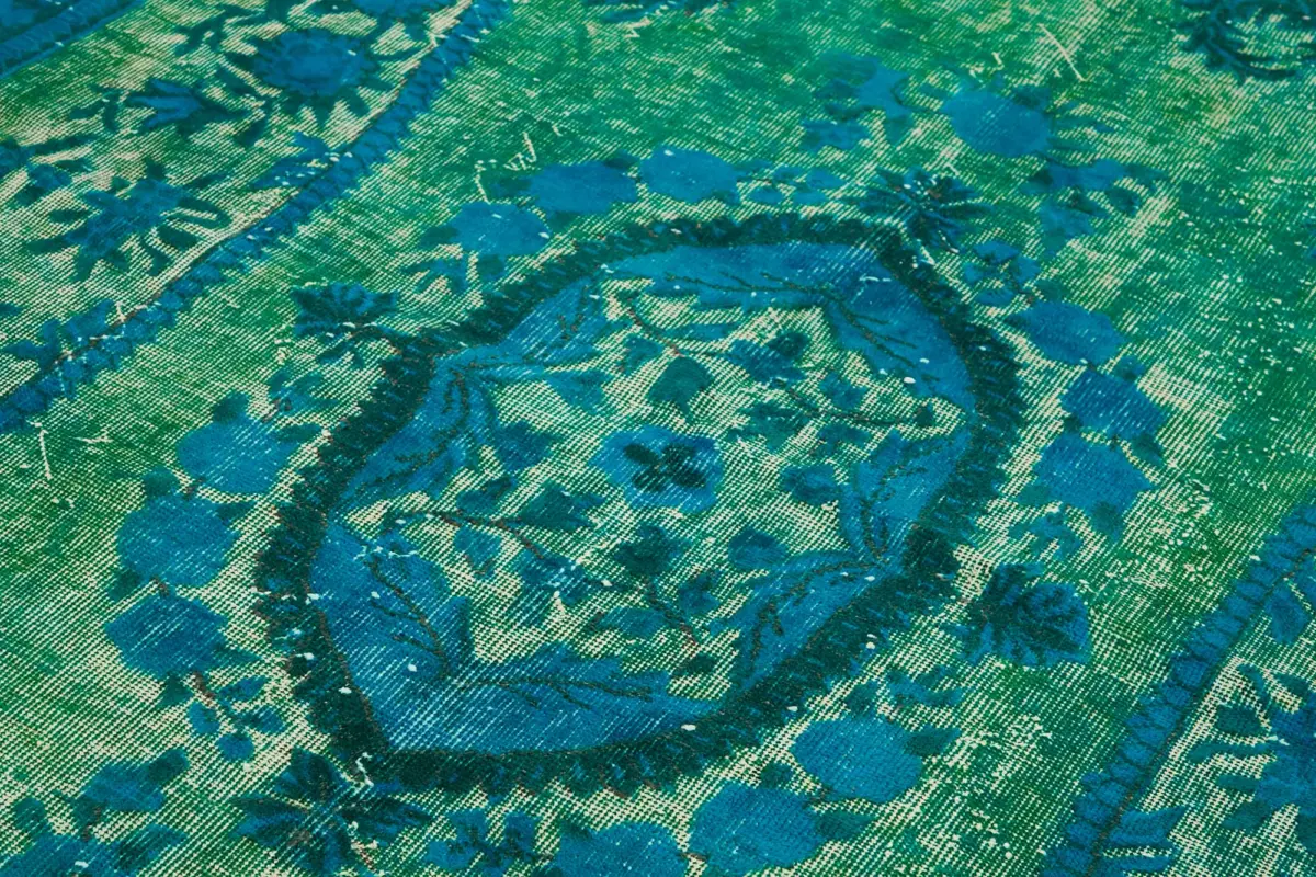 Oyma Yeşil Pamuk Üzerine Yün El Dokuma Kilim-163x271 - Görsel 5