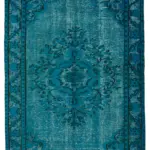 Oyma Mavi Pamuk Üzerine Yün El Dokuma Kilim-172x263