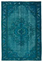 Oyma Mavi Pamuk Üzerine Yün El Dokuma Kilim-172x263