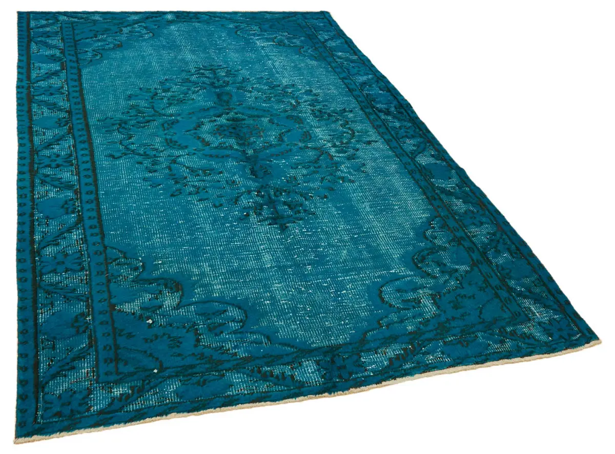 Oyma Mavi Pamuk Üzerine Yün El Dokuma Kilim-172x263 - Görsel 2