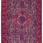Oyma Mor Pamuk Üzerine Yün El Dokuma Kilim-195x295