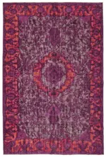 Oyma Mor Pamuk Üzerine Yün El Dokuma Kilim-195x295