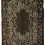 Oyma Kahverengi Pamuk Üzerine Yün El Dokuma Kilim-202x314