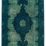Oyma Mavi Pamuk Üzerine Yün El Dokuma Kilim-163x276