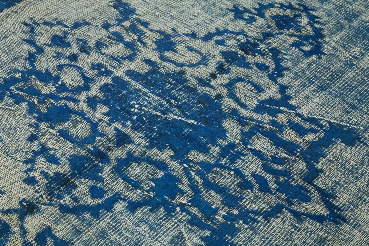 Oyma Mavi Pamuk Üzerine Yün El Dokuma Kilim-184x279 - Görsel 5