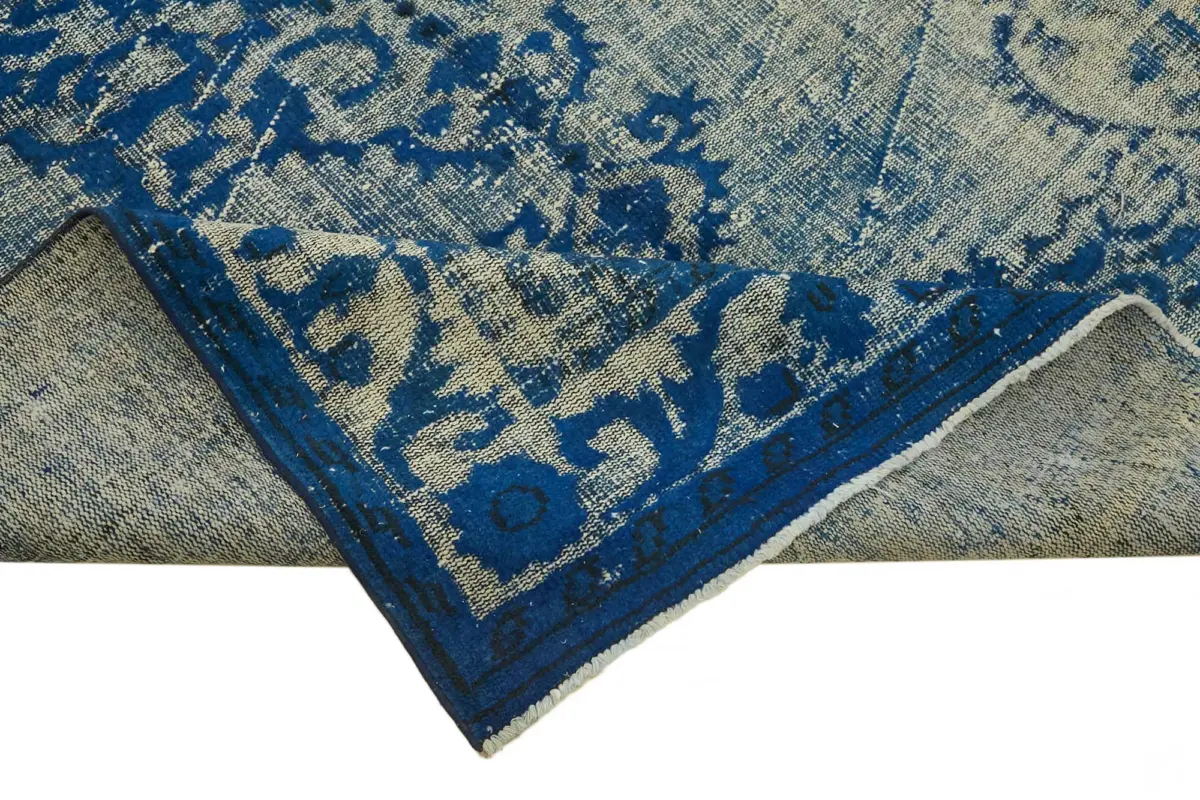 Oyma Mavi Pamuk Üzerine Yün El Dokuma Kilim-184x279 - Görsel 6