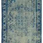 Oyma Mavi Pamuk Üzerine Yün El Dokuma Kilim-186x299