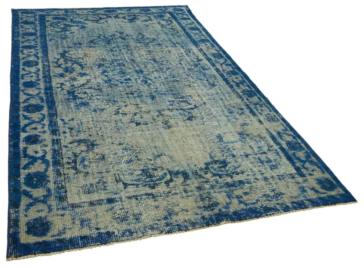 Oyma Mavi Pamuk Üzerine Yün El Dokuma Kilim-186x299 - Görsel 2