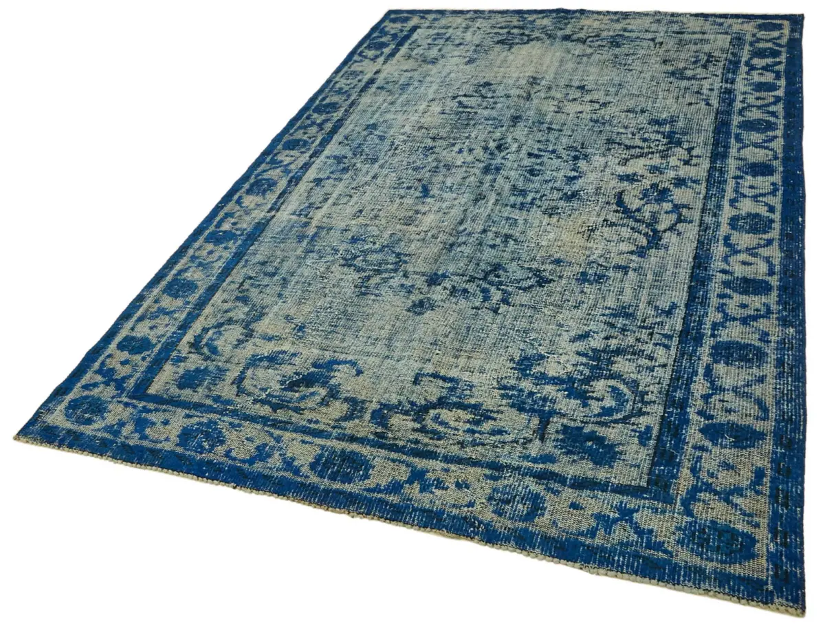 Oyma Mavi Pamuk Üzerine Yün El Dokuma Kilim-186x299 - Görsel 3
